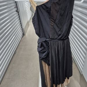 Black and Gold One-Shoulder Dress